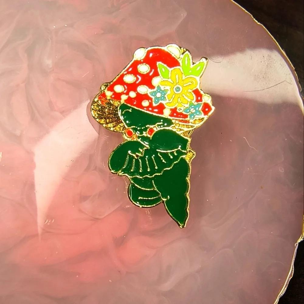 Colorful Enamel Mushroom Brooch